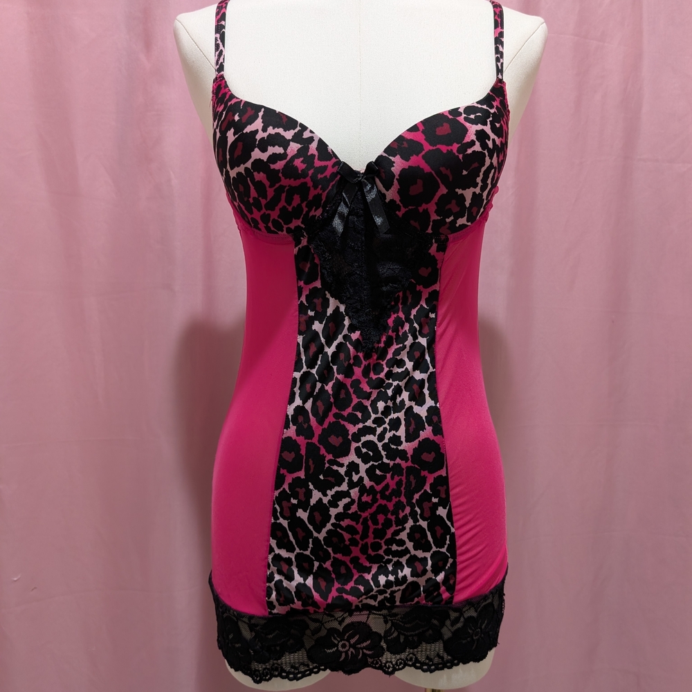 Y2K Hot Pink Leopard Print Slip Dress (fits a Small/Medium)